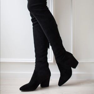 Goodnight Macaroon Over the Knee Boot Black Brand New